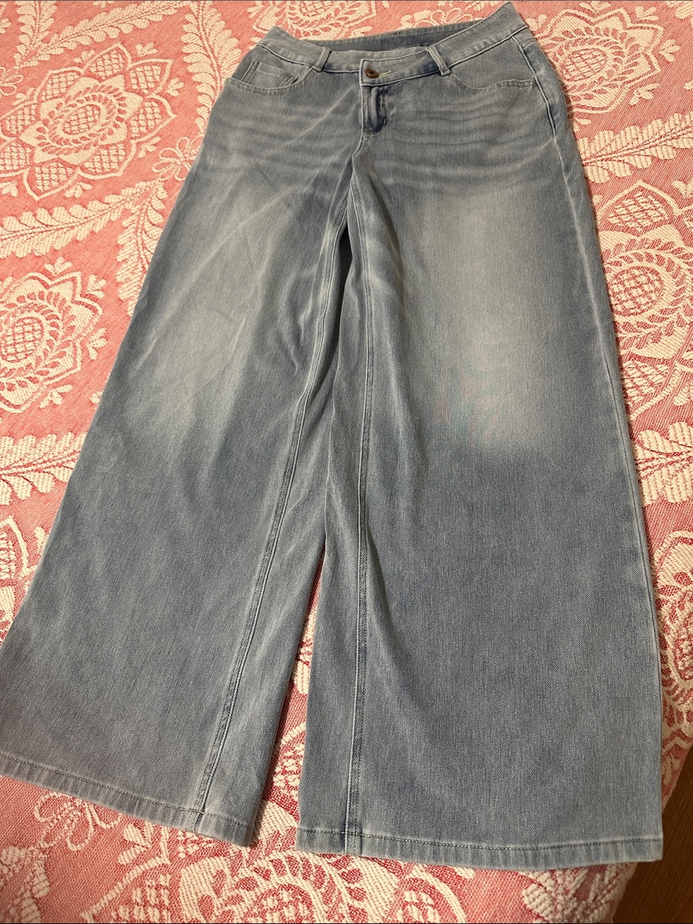 Halara Asymmetrical Wide Leg Women's Jeans in Light Blue Size small Petite
